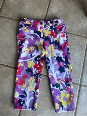 Hanna Andersson Girls Purple Floral Stretch Pants